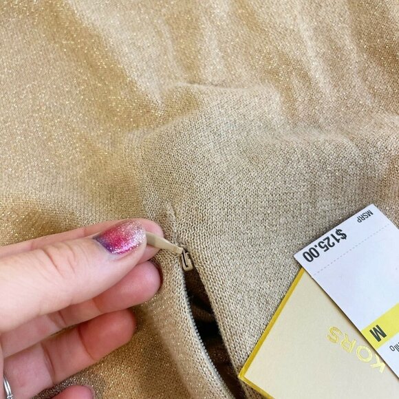 Michael Kors Khaki Metallic Twist Sweater Dress M - Picture 4 of 12